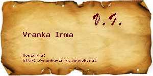 Vranka Irma névjegykártya